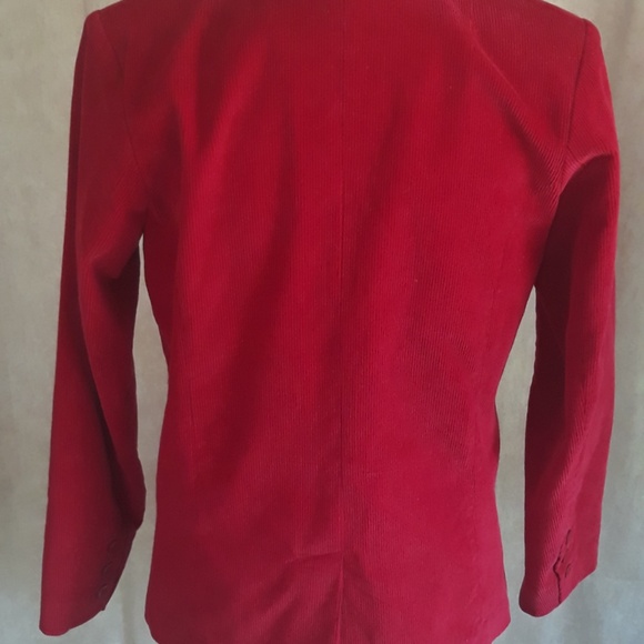 Red Corduroy Classic Single Breasted Women's Lined Blazer Single Button Sz XS - Picture 8 of 15
